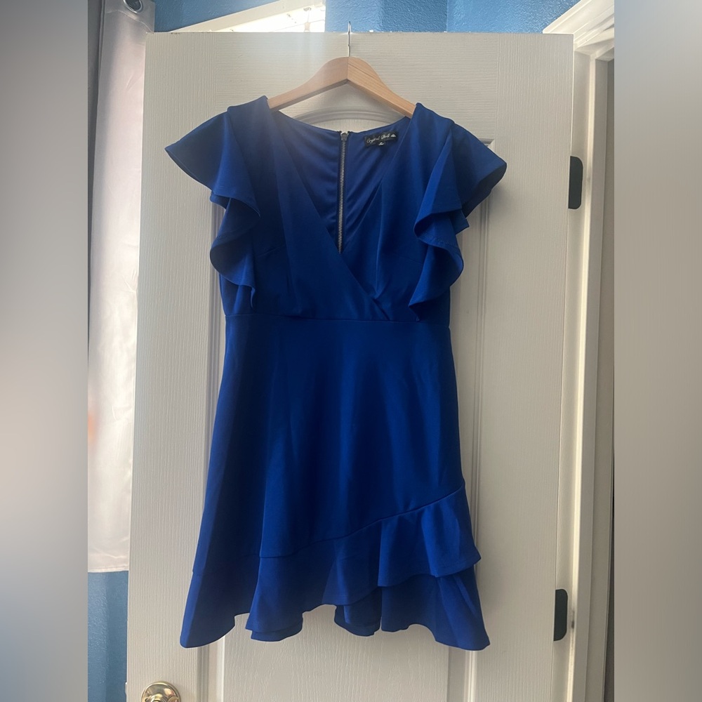 Royal blue women’s crystal ball dress. Size Medium.